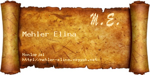 Mehler Elina névjegykártya